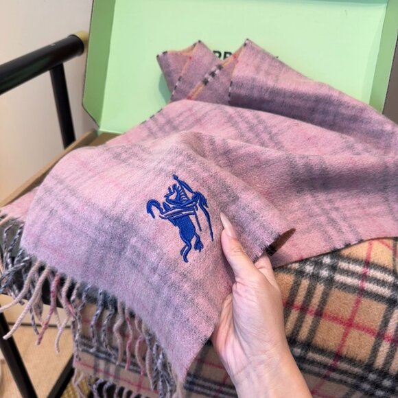 Pink & Beige Plaid  Check Scarf Size 30*180cm - Picture 4 of 4